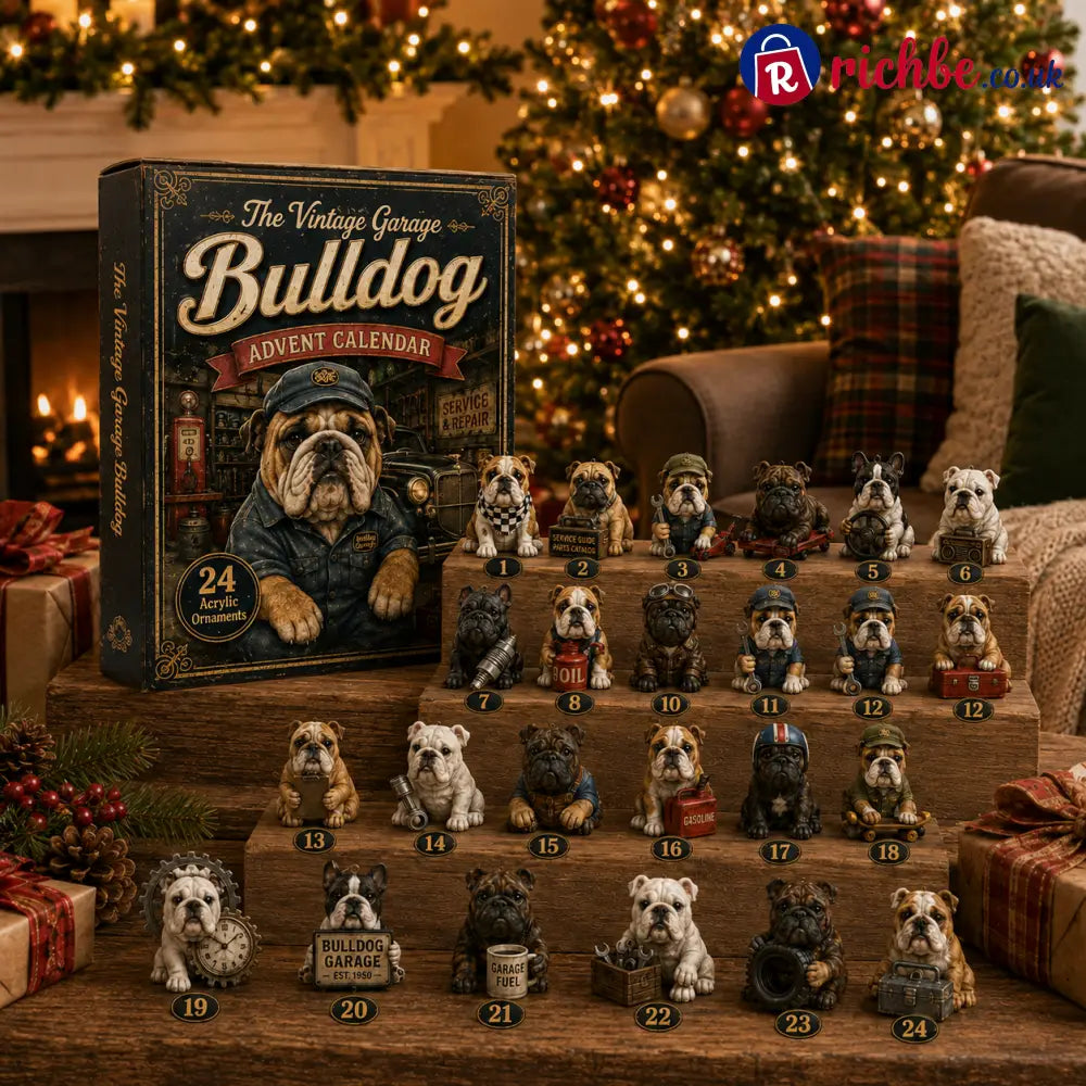 🔥49% Off Last Day -🔧 Vintage Garage Bulldog Acrylic Advent Calendar 2026 – 24 Days of Classic Bulldog Garage Surprises
