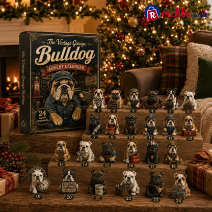 🔥49% Off Last Day -🔧 Vintage Garage Bulldog Acrylic Advent Calendar 2026 – 24 Days of Classic Bulldog Garage Surprises