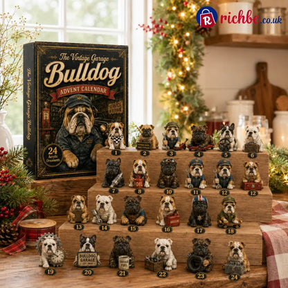 🔥49% Off Last Day -🔧 Vintage Garage Bulldog Acrylic Advent Calendar 2026 – 24 Days of Classic Bulldog Garage Surprises