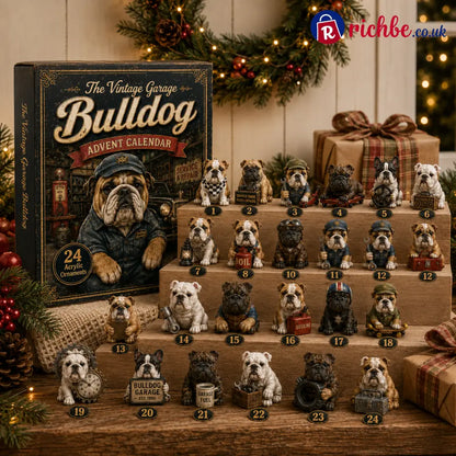 🔥49% Off Last Day -🔧 Vintage Garage Bulldog Acrylic Advent Calendar 2026 – 24 Days of Classic Bulldog Garage Surprises