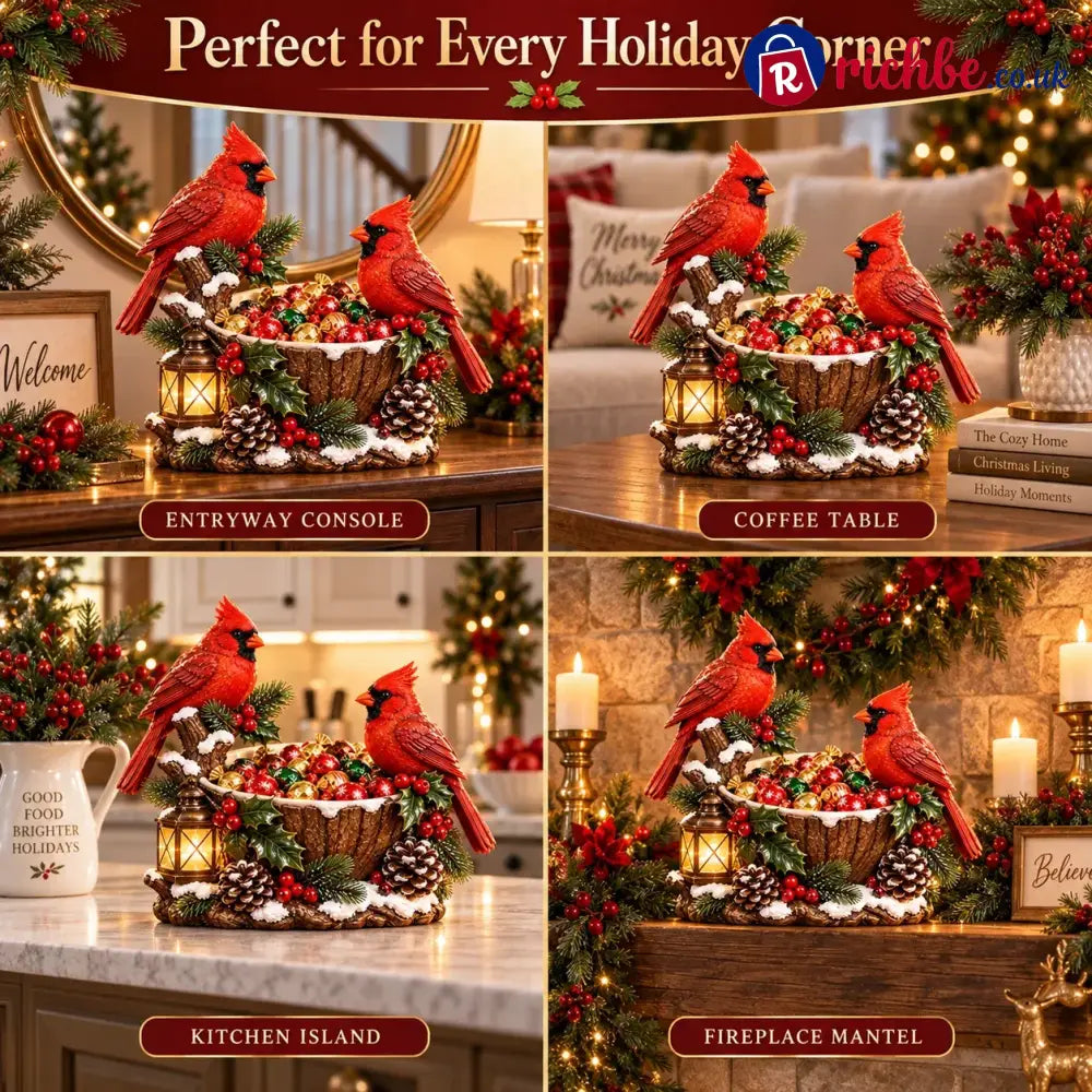 ⭐🎄 49% OFF | Lighted Cardinal Treat Bowl – A Cozy Christmas Centerpiece for Home