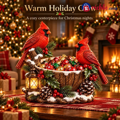 ⭐🎄 49% OFF | Lighted Cardinal Treat Bowl – A Cozy Christmas Centerpiece for Home