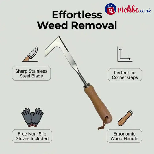 🌱49% OFF NOW! 2026 New Crack Weeder Tool Crevice Cleaning Tool‑Manual Hand Weeder with Wooden Handle Sturdy Metal