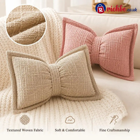 🎀 49% OFF NOW! 🛋️ Soft Chenille Bow-Shaped Throw Pillow – Ultra-soft plush & decorative – Perfect for sofas beds & cozy