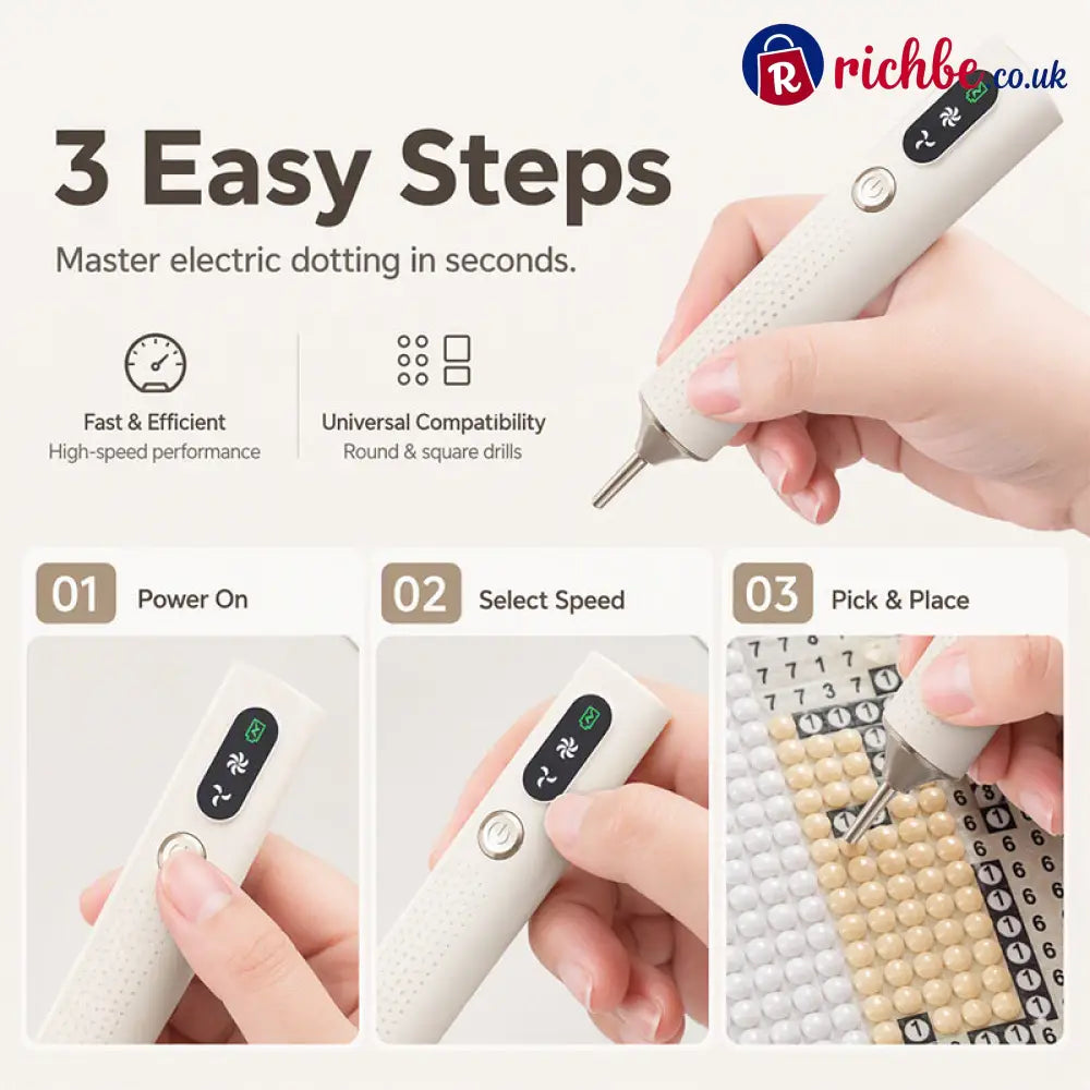 📢📢49% OFF!! ⏰Rechargeable Electric Diamond Pen - White - Tools & Gadgets