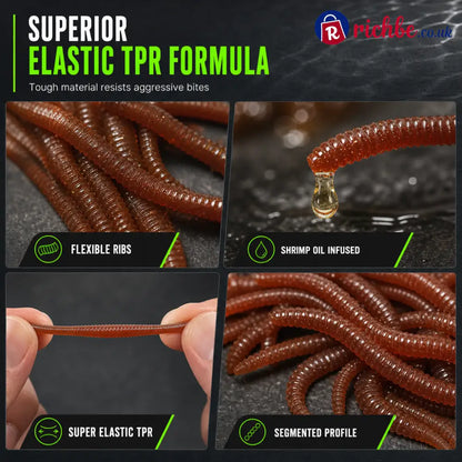 📢📢49% OFF!! ⏰Simulation Earthworm Soft Fishing Lures Shrimp Scented Artificial Worm Baits for Freshwater and Saltwater