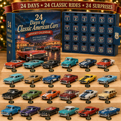 🏎️ 24 Days of Classic American Cars Advent Calendar – 24 Vintage Ride Collectibles for Car Lovers