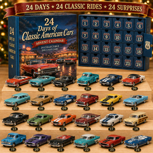 🏎️ 24 Days of Classic American Cars Advent Calendar – 24 Vintage Ride Collectibles for Car Lovers