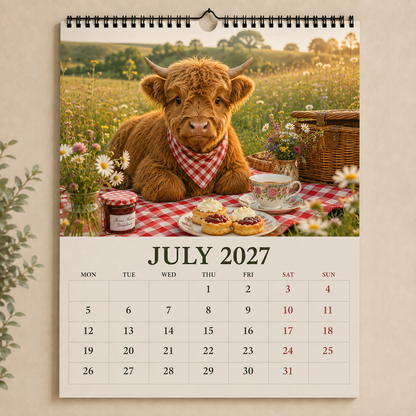 2027 Highland Cows Seasons Calendar🐮