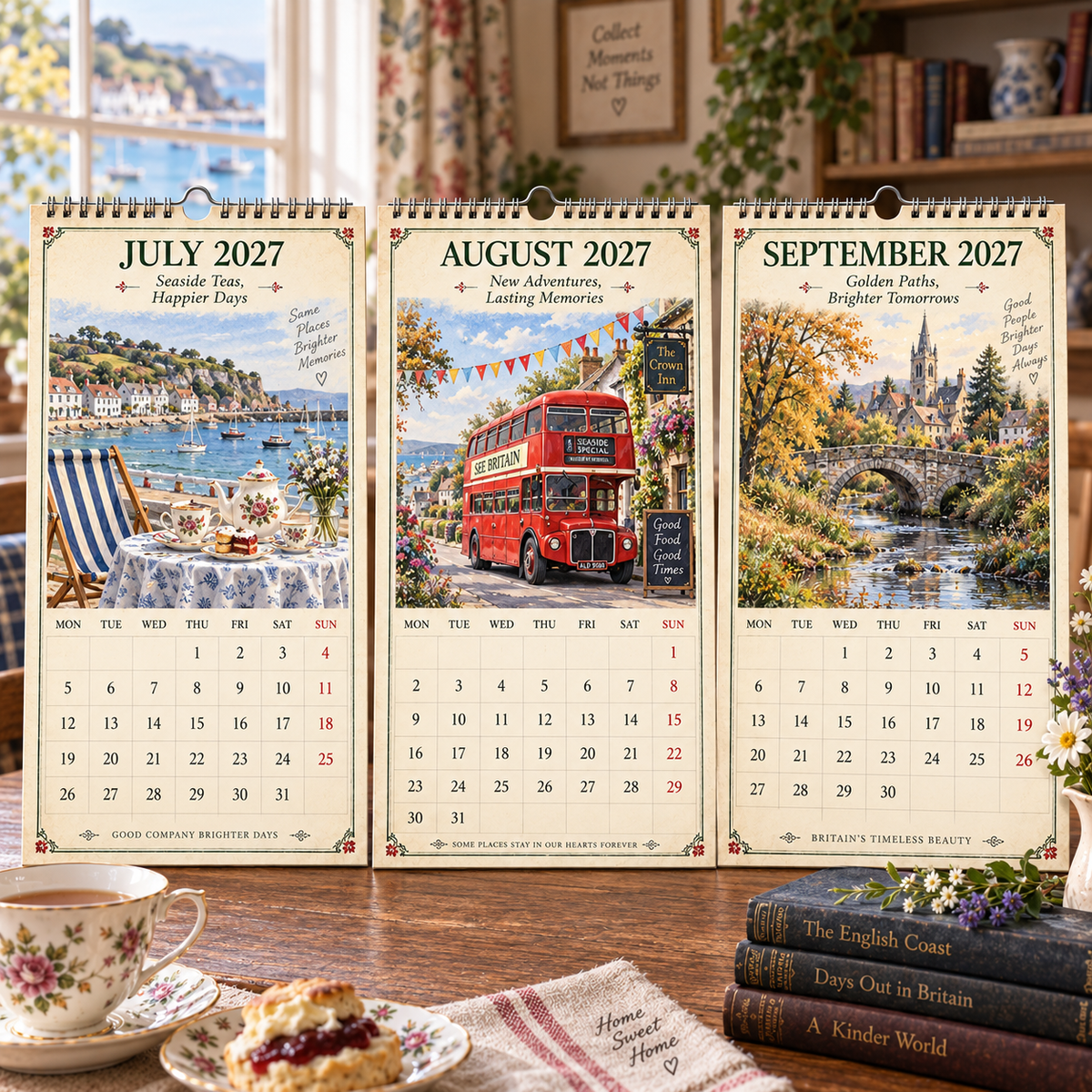 🗝️✨A Year of British Nostalgia — 2027 A4 Wall Calendar
