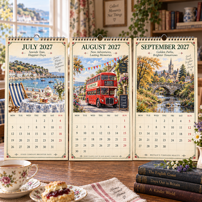 🗝️✨A Year of British Nostalgia — 2027 A4 Wall Calendar