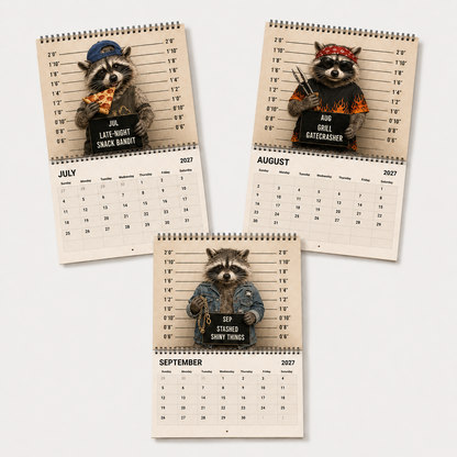 🦝🚨 Raccoon Crime Syndicate 2027 Calendar – 12 Months of Trash, Trouble & Tiny Criminals 😂