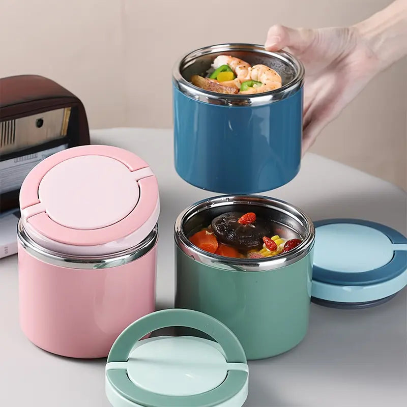 ✨Stainless Steel Insulated Lunch Box with Handle – Leakproof Stackable Food Container for Office, School & Travel
