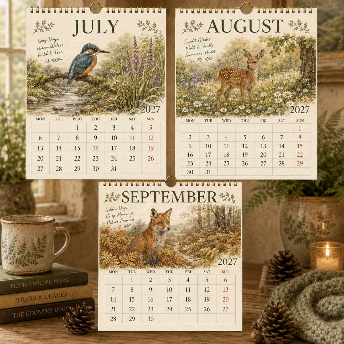 🦊2027 British Woodland Calendar｜A4 Hanging Calendar