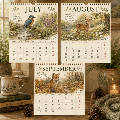 🦊2027 British Woodland Calendar｜A4 Hanging Calendar