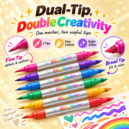 Magic Glitter Outline Markers – Double-Ended Dual-Color Art Pens