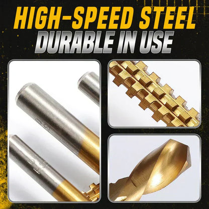 🛠️  Twist Drill Bit Set – Titanium-Coated, Serrated, Multi-Material 🔩