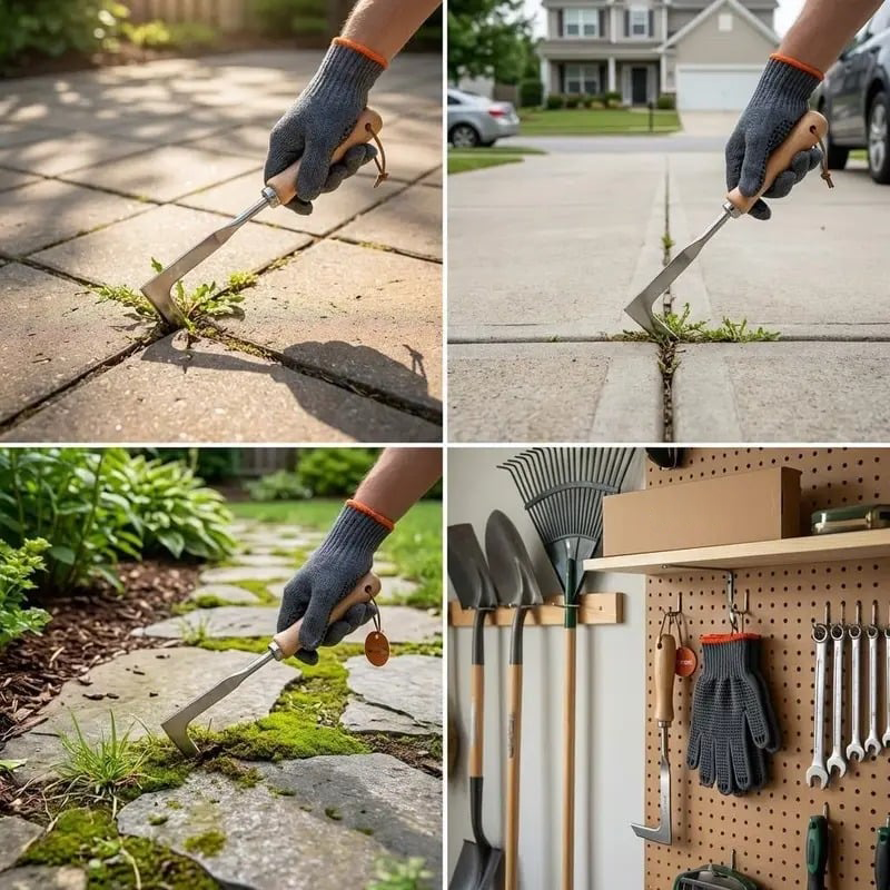 🌱49% OFF NOW! 2026 New Crack Weeder Tool Crevice Cleaning Tool‑Manual Hand Weeder with Wooden Handle, Sturdy Metal Weeding Tool for Pavement Joints, Patio Bricks & Garden Crevice Weed Removal
