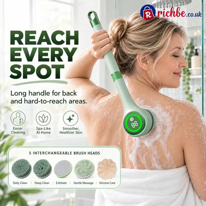 🚿 5-in-1 Electric Body Scrubber with Long Handle – Effortless Deep Cleaning & Gentle Exfoliation in the Shower - 1 Set