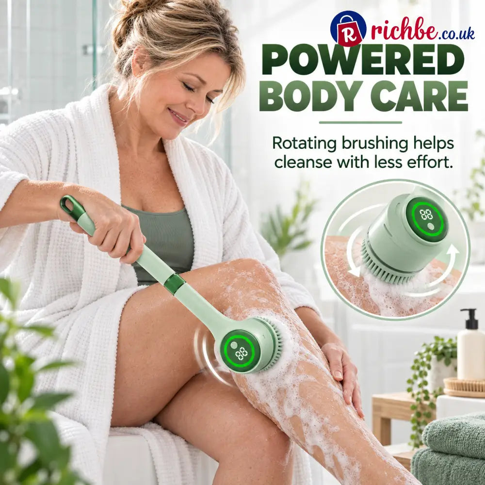🚿 5-in-1 Electric Body Scrubber with Long Handle – Effortless Deep Cleaning & Gentle Exfoliation in the Shower - 1 Set
