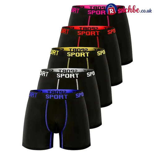 5 Pack Men’s Letter Tape Boxer Brief Casual Comfy Breathable Underwear for Daily Wear - S / Buy 1 Set – 5 Pairs