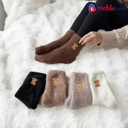 🐮5 Pairs Fuzzy Highland Cow Socks