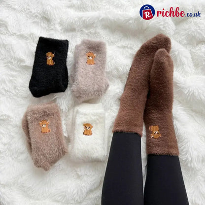 🐮5 Pairs Fuzzy Highland Cow Socks