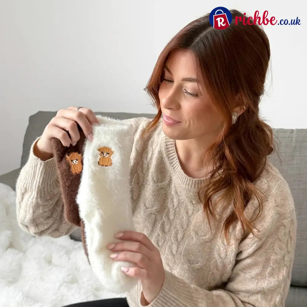 🐮5 Pairs Fuzzy Highland Cow Socks