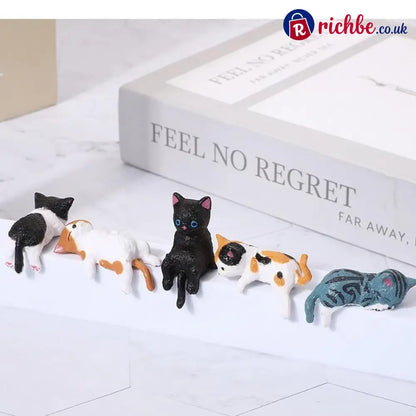 5-Piece Mini Resin Cat Figurines - Cute Cartoon Desk Decor - Style A(5pcs/set) / Second piece half price / Buy 1