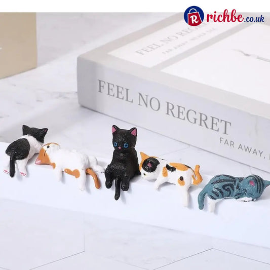 5-Piece Mini Resin Cat Figurines - Cute Cartoon Desk Decor - Style A(5pcs/set) / Second piece half price / Buy 1
