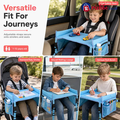 📢📢50% OFF!! ⏰Kids Car Seat Travel Tray Activity Desk with Lap Drawing Board and Baby Stroller Backseat Hanging Storage
