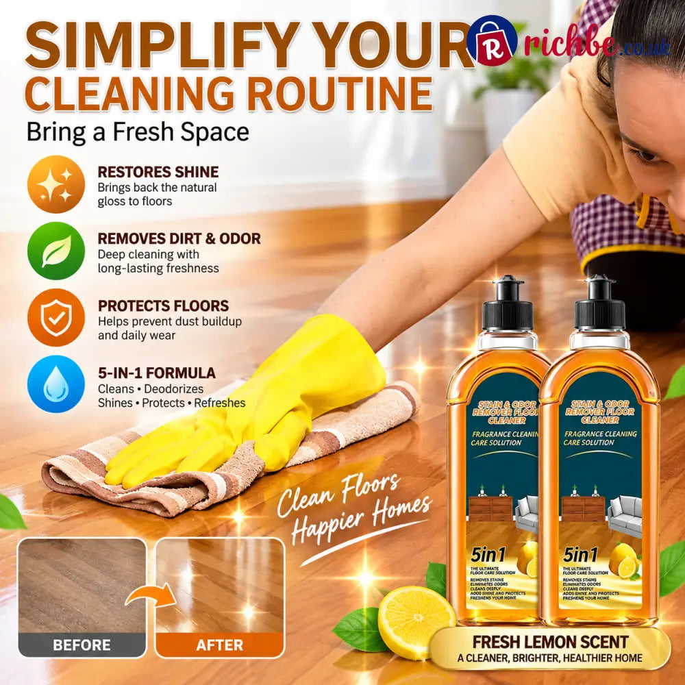 🏠50% OFF NOW! 5-in-1 Floor Stain & Odor Remover – Deep Cleaning Floor Cleaner Liquid Fast-Acting Stain Eliminator with
