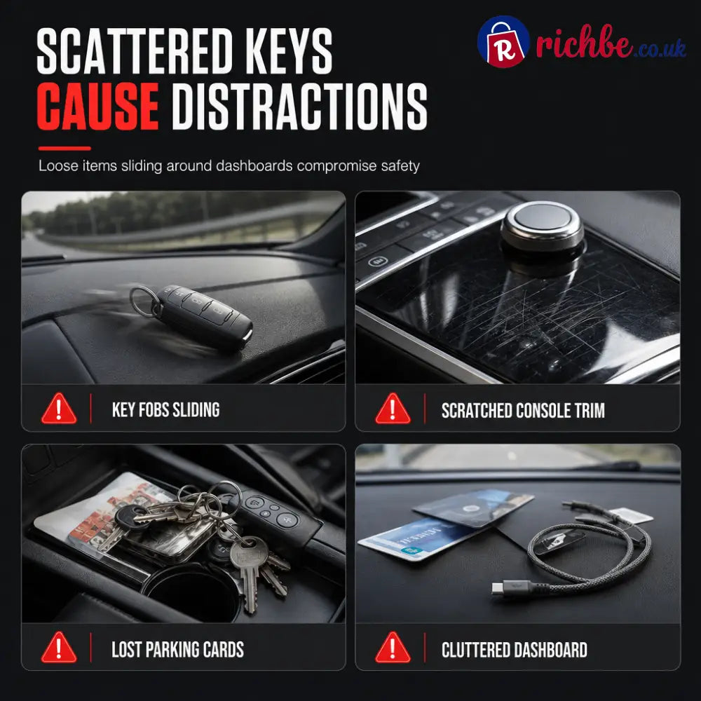 🚗50% OFF NOW! Car Key Fob Holder with Hook – Traceless 3M Adhesive ABS Car Dashboard Organizer Compact No-Magnetic Key