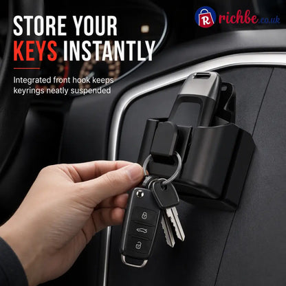 🚗50% OFF NOW! Car Key Fob Holder with Hook – Traceless 3M Adhesive ABS Car Dashboard Organizer Compact No-Magnetic Key