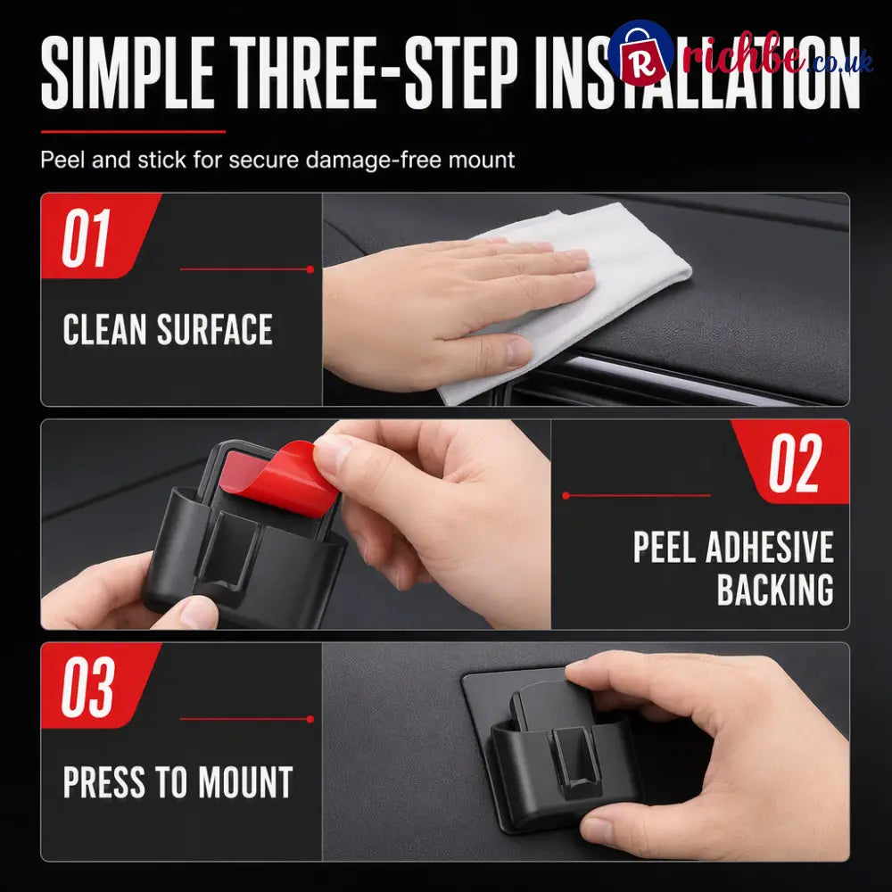 🚗50% OFF NOW! Car Key Fob Holder with Hook – Traceless 3M Adhesive ABS Car Dashboard Organizer Compact No-Magnetic Key