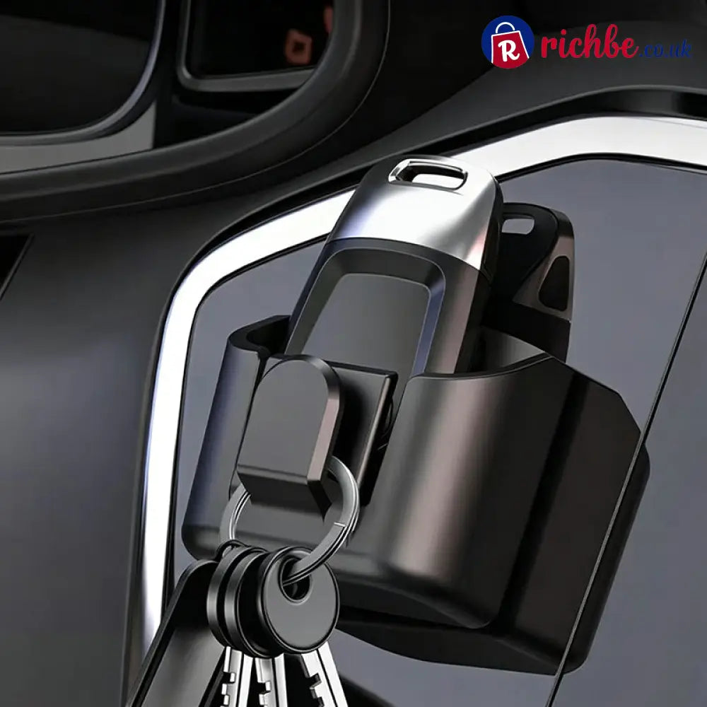 🚗50% OFF NOW! Car Key Fob Holder with Hook – Traceless 3M Adhesive ABS Car Dashboard Organizer Compact No-Magnetic Key