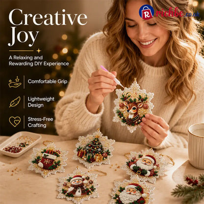 🎄50% OFF NOW! Christmas DIY Painting Hanging Ornaments Set‑5D Pearl Rhinestone DIY Christmas Tree Decorations Festive