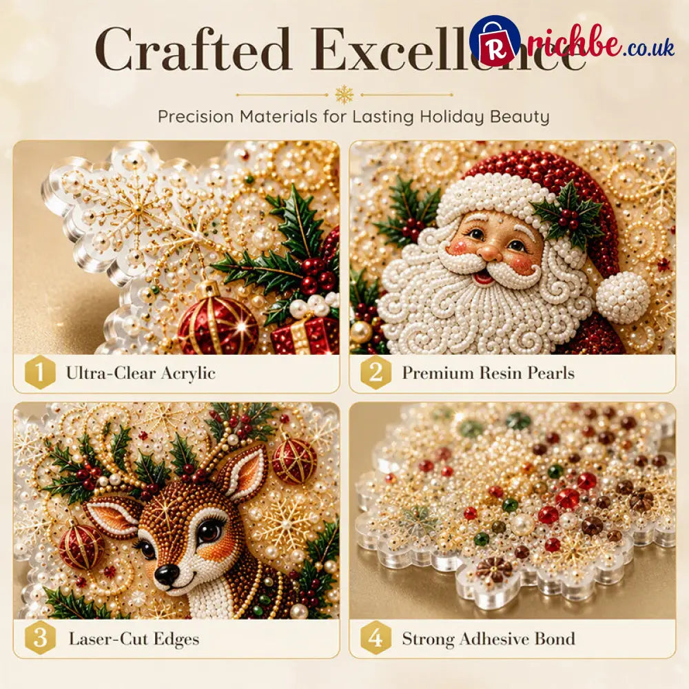 🎄50% OFF NOW! Christmas DIY Painting Hanging Ornaments Set‑5D Pearl Rhinestone DIY Christmas Tree Decorations Festive