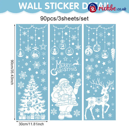🎄50% OFF NOW! Christmas Village Window Cling Set‑ White Xmas Town Scene Static Window Decals Snowflake House Reusable