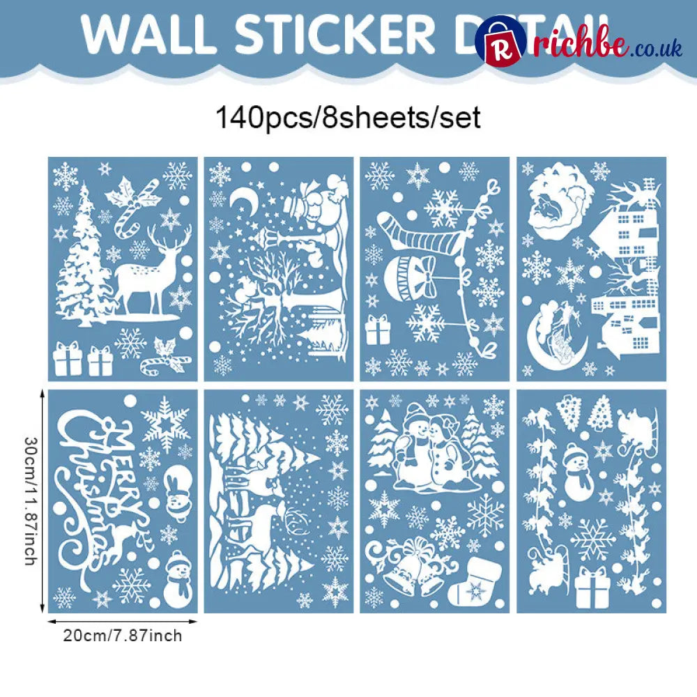 🎄50% OFF NOW! Christmas Village Window Cling Set‑ White Xmas Town Scene Static Window Decals Snowflake House Reusable