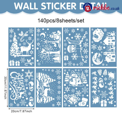 🎄50% OFF NOW! Christmas Village Window Cling Set‑ White Xmas Town Scene Static Window Decals Snowflake House Reusable