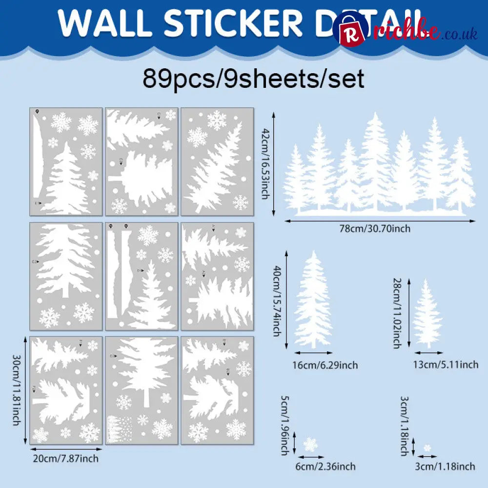 🎄50% OFF NOW! Christmas Village Window Cling Set‑ White Xmas Town Scene Static Window Decals Snowflake House Reusable