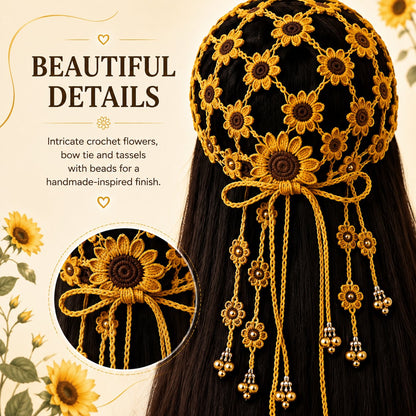 🌻 Knitted Sunflower Hollow-Out Baseball Cap