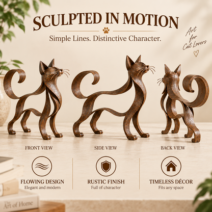 Maine Coon Inspired Metal Cat Sculpture