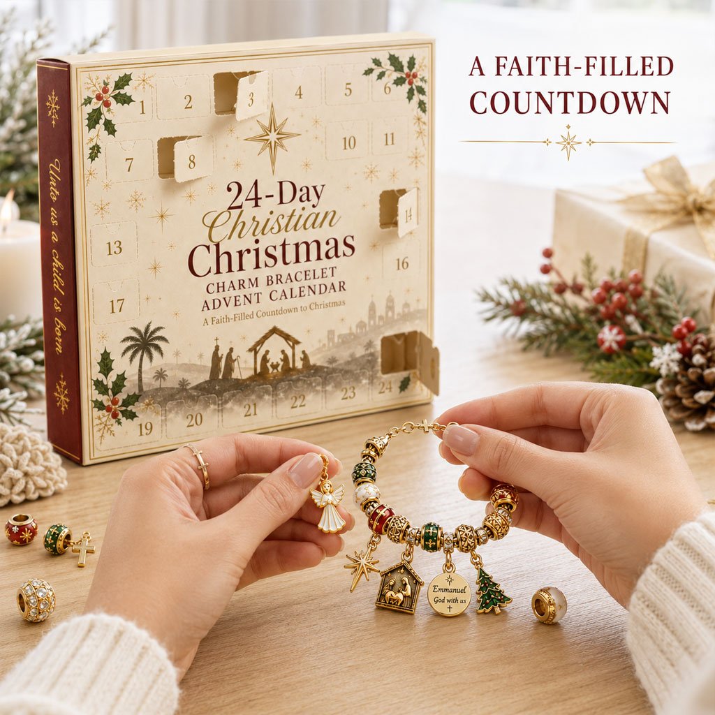 🎅 2026 Christmas Gift 49% Off--🎄24-Day Christian Christmas Charm Bracelet Advent Calendar