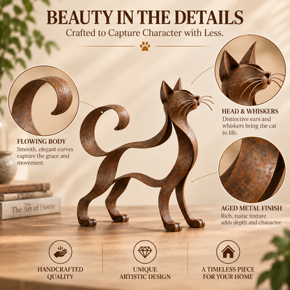 Maine Coon Inspired Metal Cat Sculpture