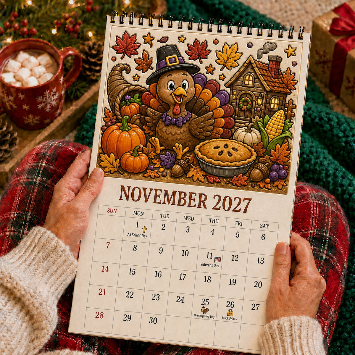 🔥🎨Color The Year 2027: Trace-By-Groove Creative Calendar📅| Seasonal Guided Coloring Wall Calendar With Markers