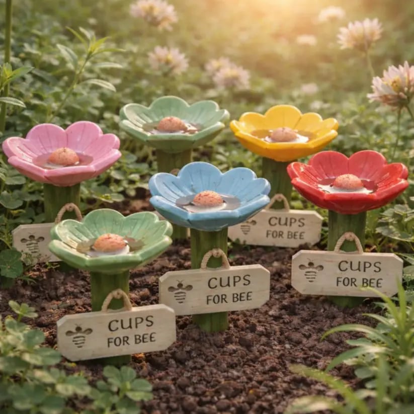 🌸Flower-Shaped Resin Bee Watering Station🐝