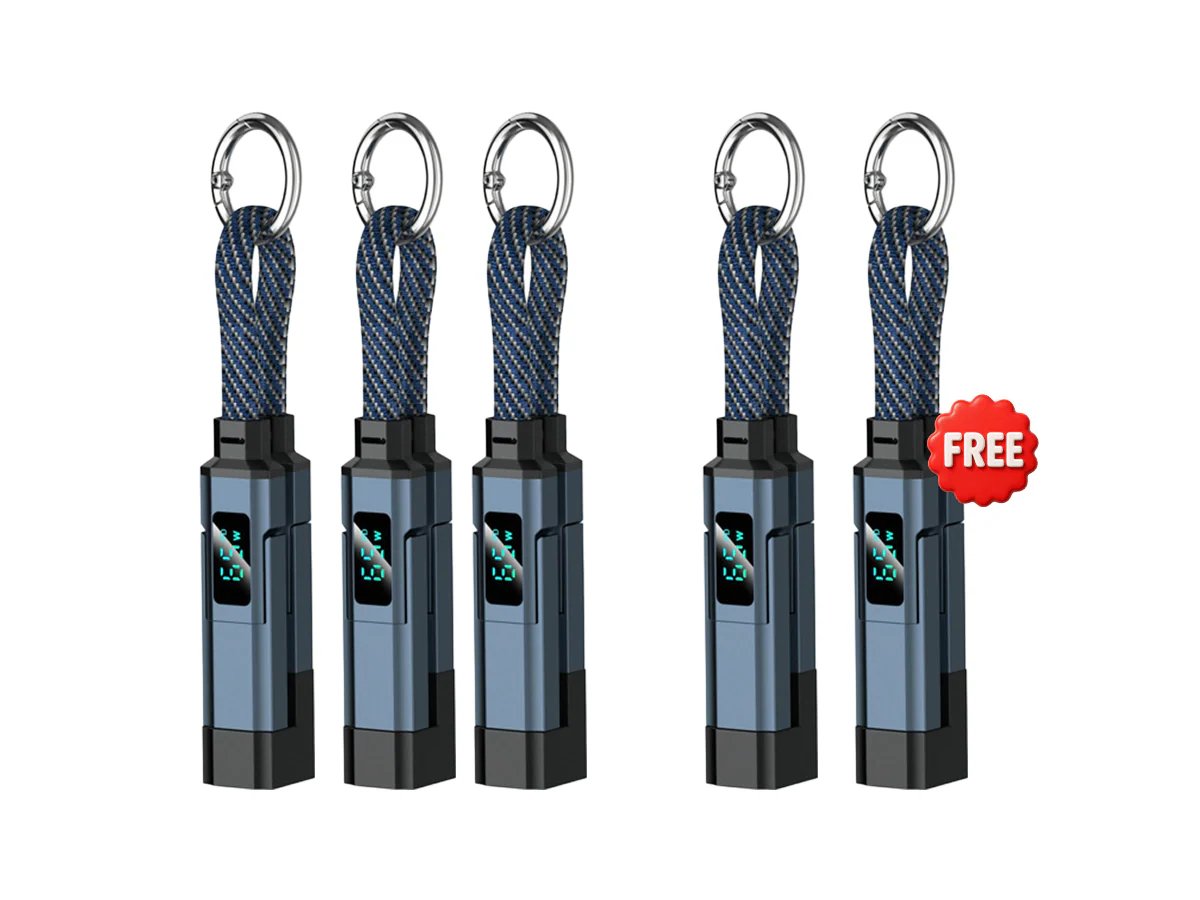 🔥Limited Time SALE 40% OFF🔥4-in-1 Digital Display Keychain Charging Cable