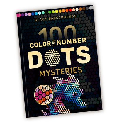 Adult Color by Number Dot Book, 100 Pages Black Background Mystery Puzzles, Large Print A4 Activity Book, Stress Relief Gift for Adults & Teens